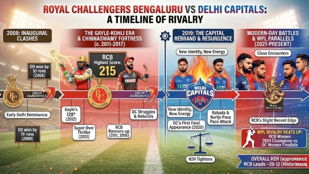royal challengers bengaluru vs delhi capitals timeline